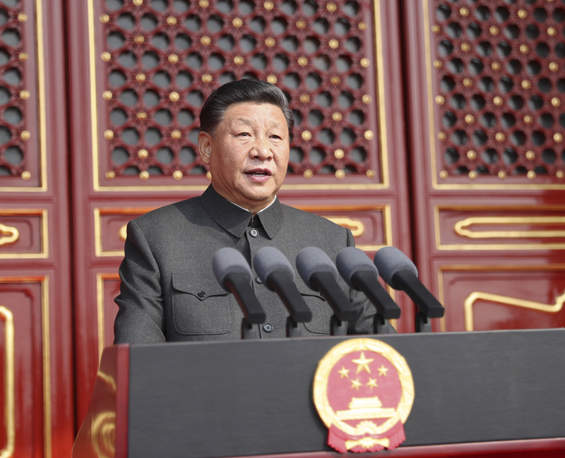 10月1日上午，慶祝中華人民共和國成立70周年大會在北京天安門廣場隆重舉行。中共中央總書記、國家主席、中央軍委主席習(xí)近平發(fā)表重要講話。